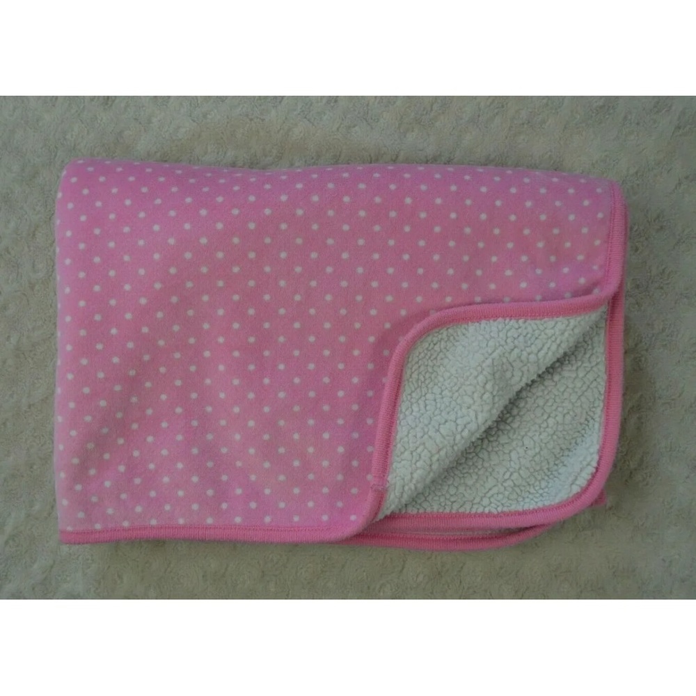 The Children's Place Pink Polka Dot Baby Blanket White Sherpa Security Lovey
